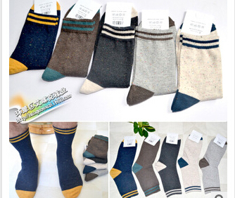 艾咪克-韓國進口純綿男襪 秋冬新款 時尚條紋襪子 商務襪